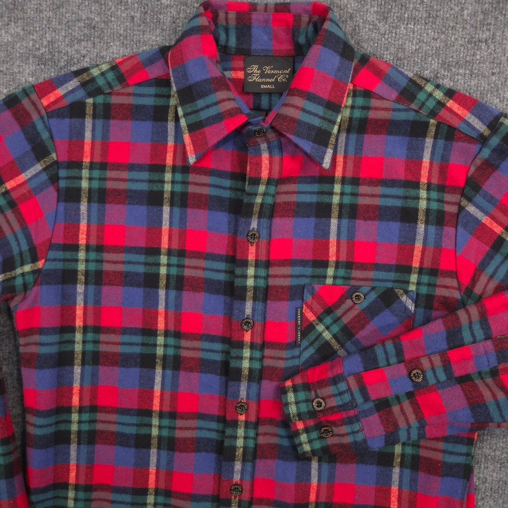The‎ Vermont Flannel Co Flannel Shirt Mens S Multi Plaid Brushed Cotton USA Made